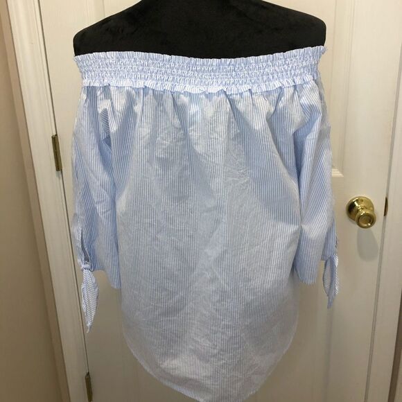 H&M pin striped off the half sleeve blouse top 4 - Picture 8 of 9